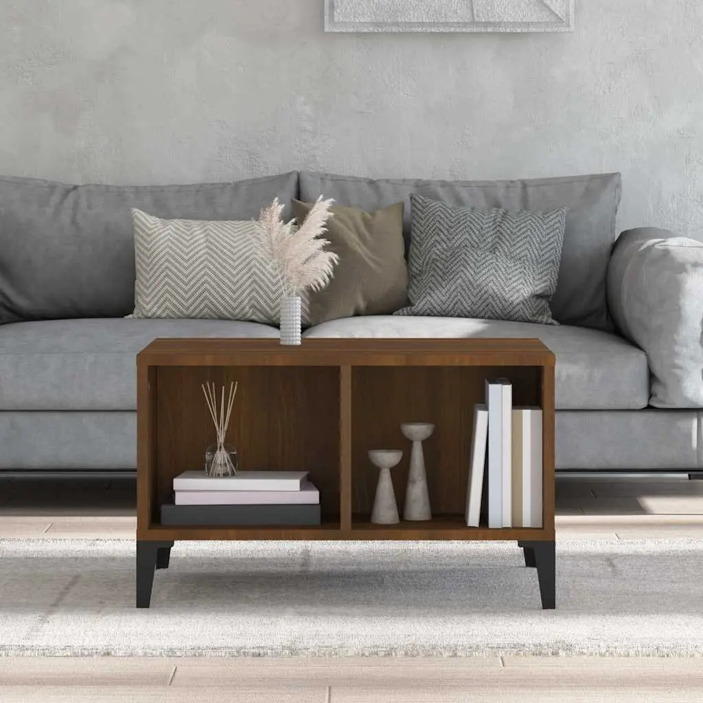 Brown Oak Coffee Table with Storage