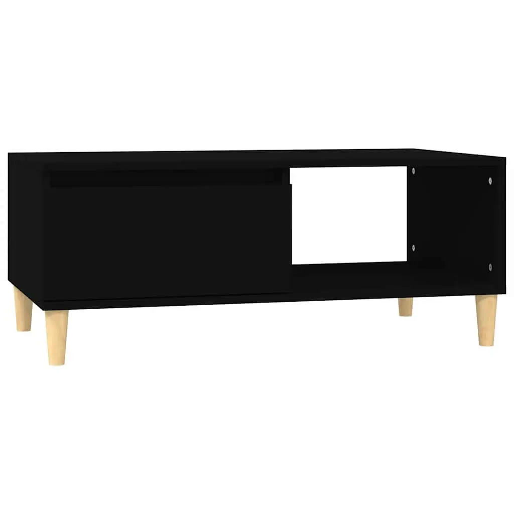 Coffee Table Black Scandinavian Style Storage Drawer Open Compartment Living