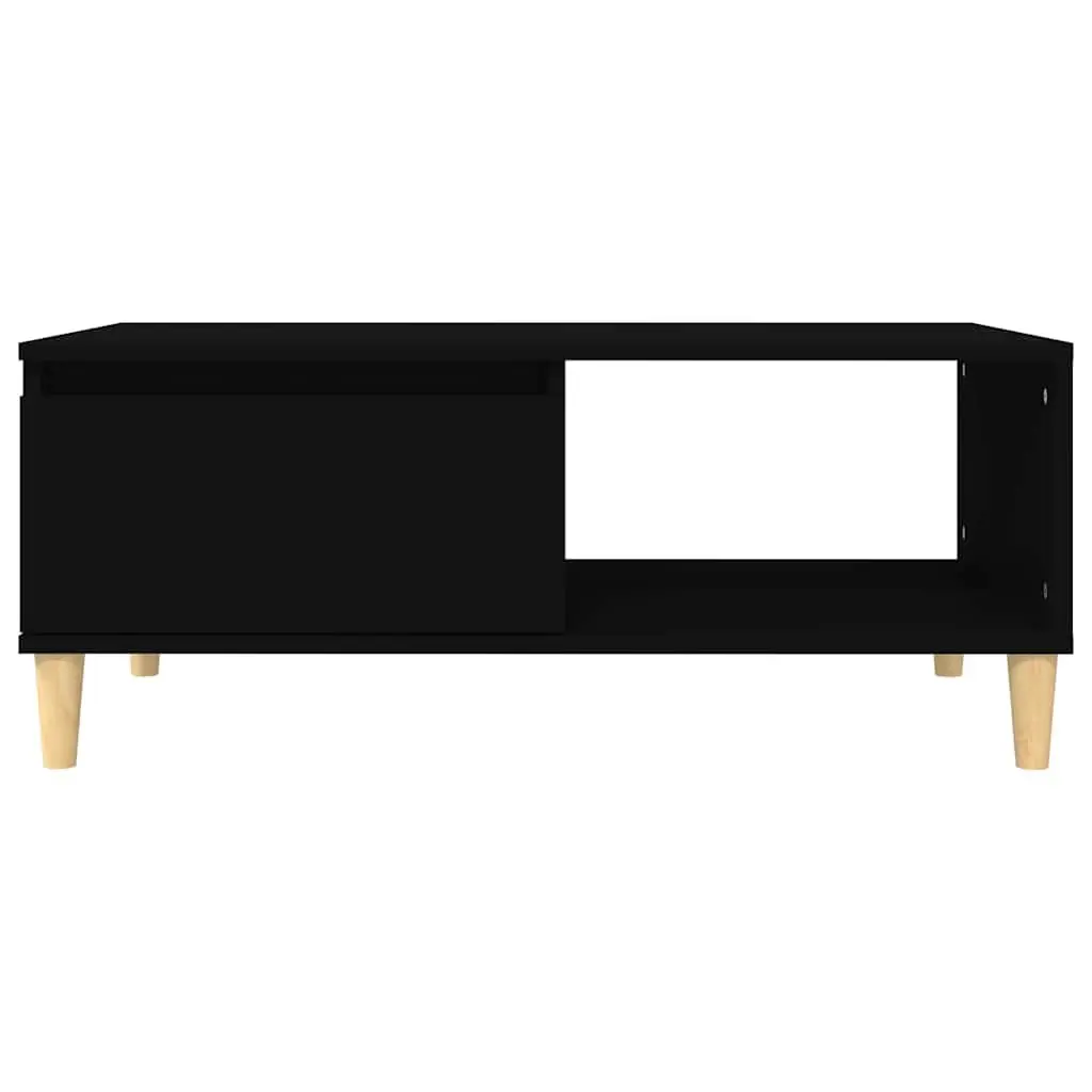 Coffee Table Black Scandinavian Style Storage Drawer Open Compartment Living
