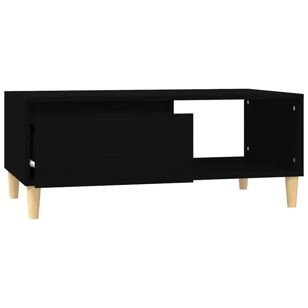 Coffee Table Black Scandinavian Style Storage Drawer Open Compartment Living