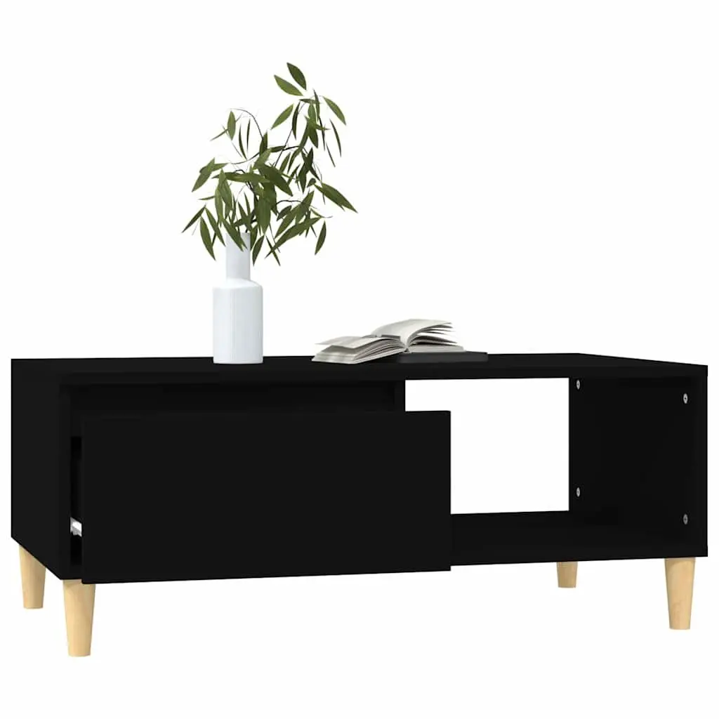 Coffee Table Black Scandinavian Style Storage Drawer Open Compartment Living