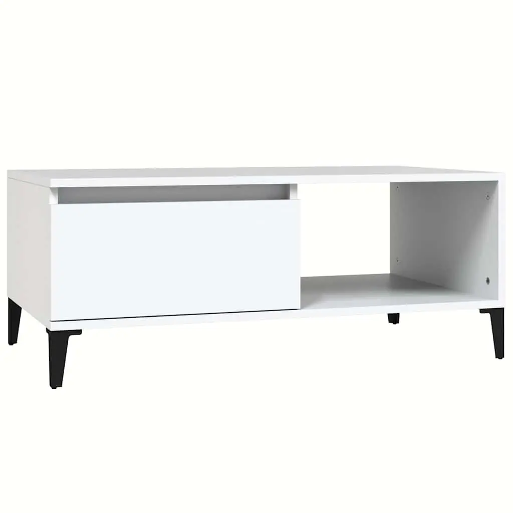 Coffee Table Storage Drawer Open Compartment 90L x 50W x 36.5H cm White