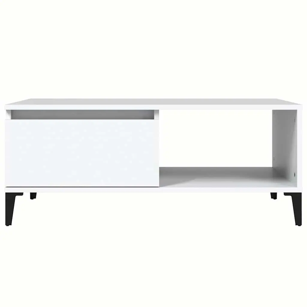 Coffee Table Storage Drawer Open Compartment 90L x 50W x 36.5H cm White