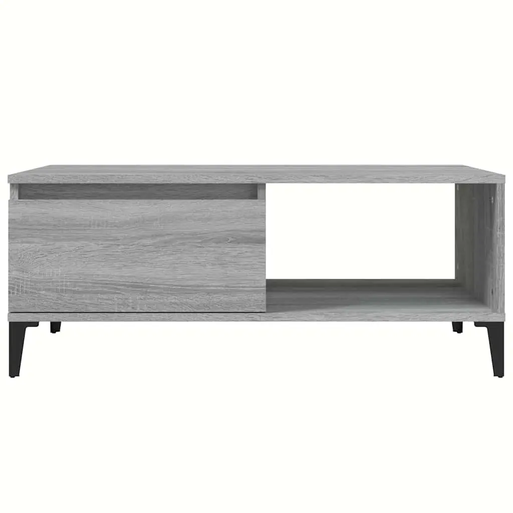 Coffee Table Grey Storage Drawer Open Compartment 90 x 50 x 36.5 cm