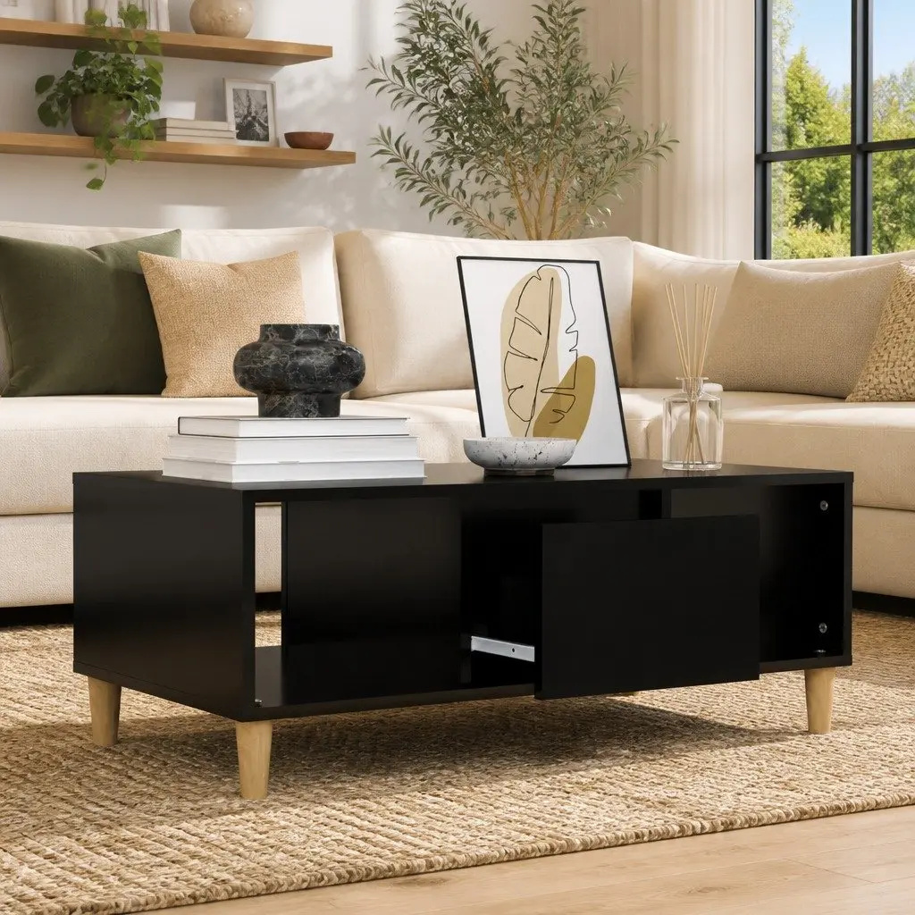 Black Coffee Table with Storage Solutions