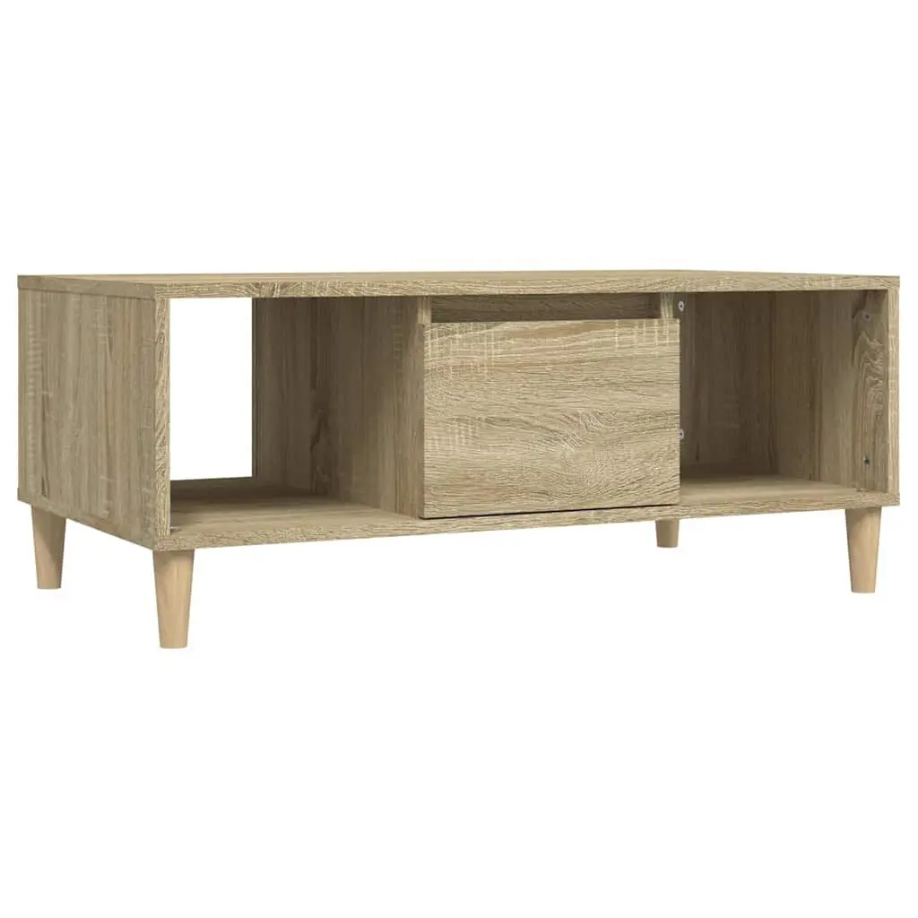 Coffee Table Brown 90x50x36.5 cm Open Compartments Drawer Storage