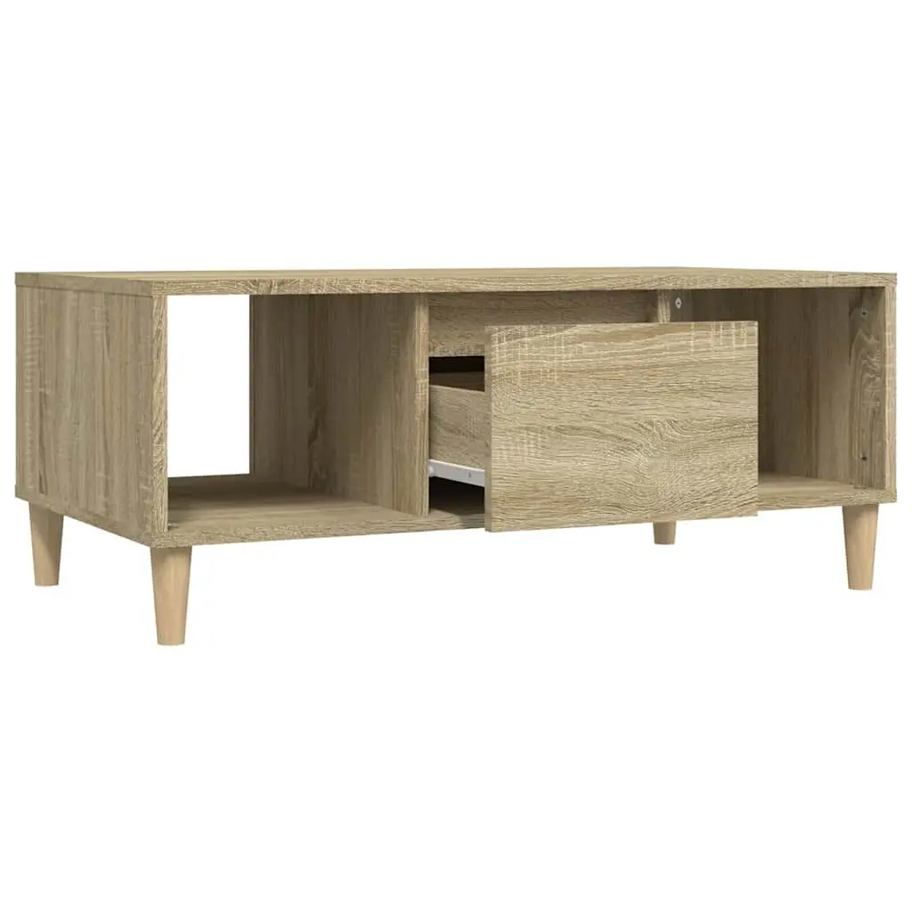 Coffee Table Brown 90x50x36.5 cm Open Compartments Drawer Storage