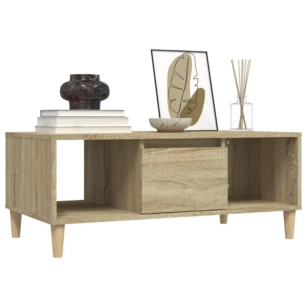 Coffee Table Brown 90x50x36.5 cm Open Compartments Drawer Storage