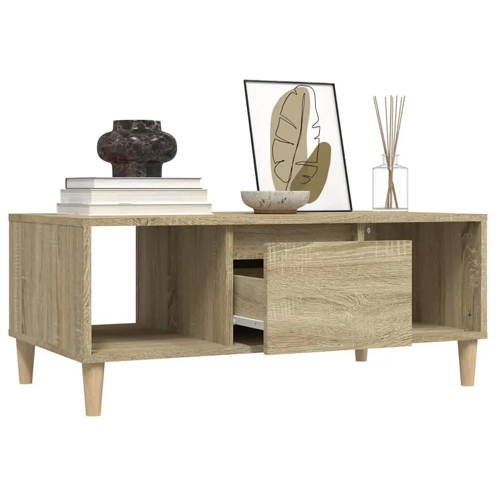 Coffee Table Brown 90x50x36.5 cm Open Compartments Drawer Storage