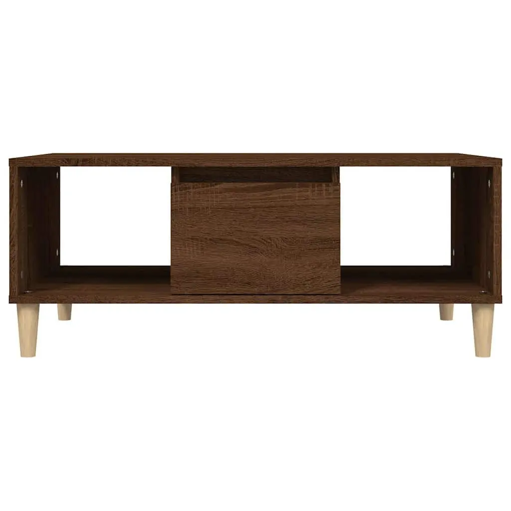 Coffee Table Brown Oak 90x50x36.5cm Open Compartments Drawer Storage