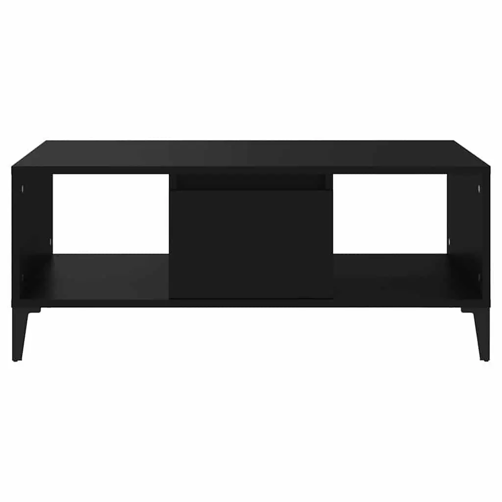 Coffee Table Black Storage Drawer Open Compartments Modern 90L x 50W x 36.5H cm
