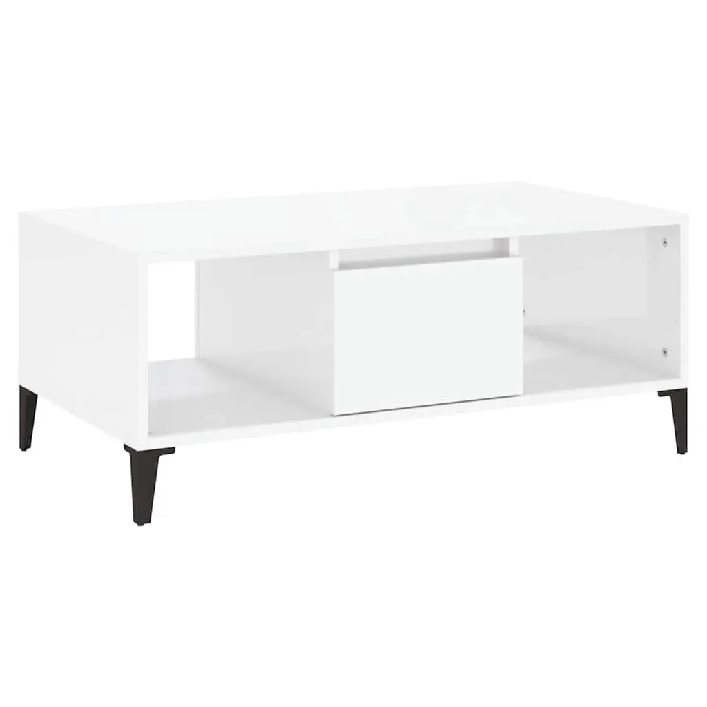 High Gloss White Coffee Table with Ample Storage