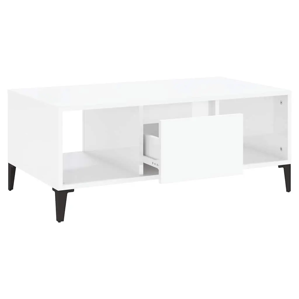 High Gloss White Coffee Table with Ample Storage