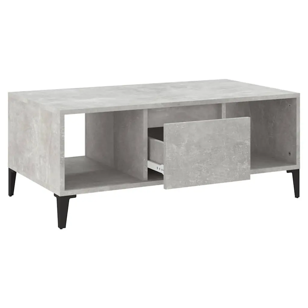 Coffee Table Grey 90x50x36.5 cm Storage with Drawer and Open Compartments