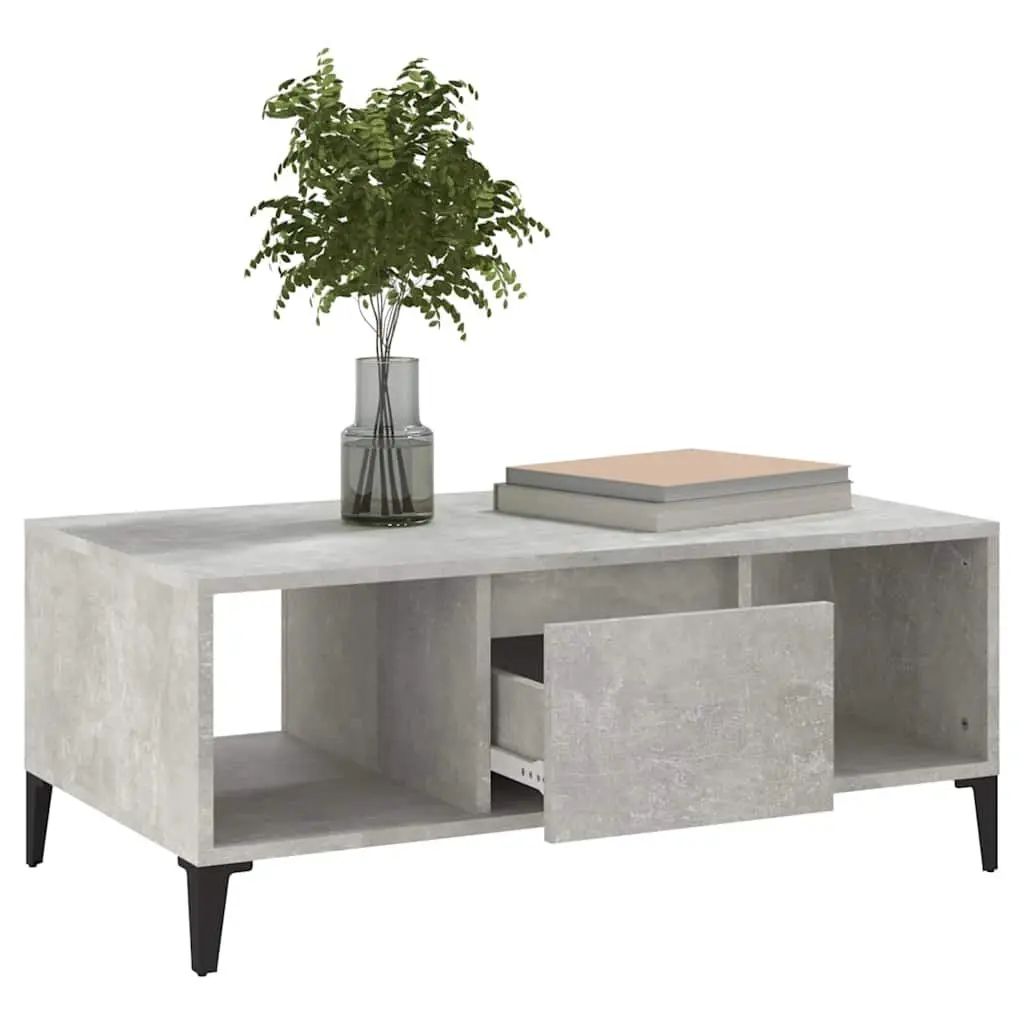 Coffee Table Grey 90x50x36.5 cm Storage with Drawer and Open Compartments