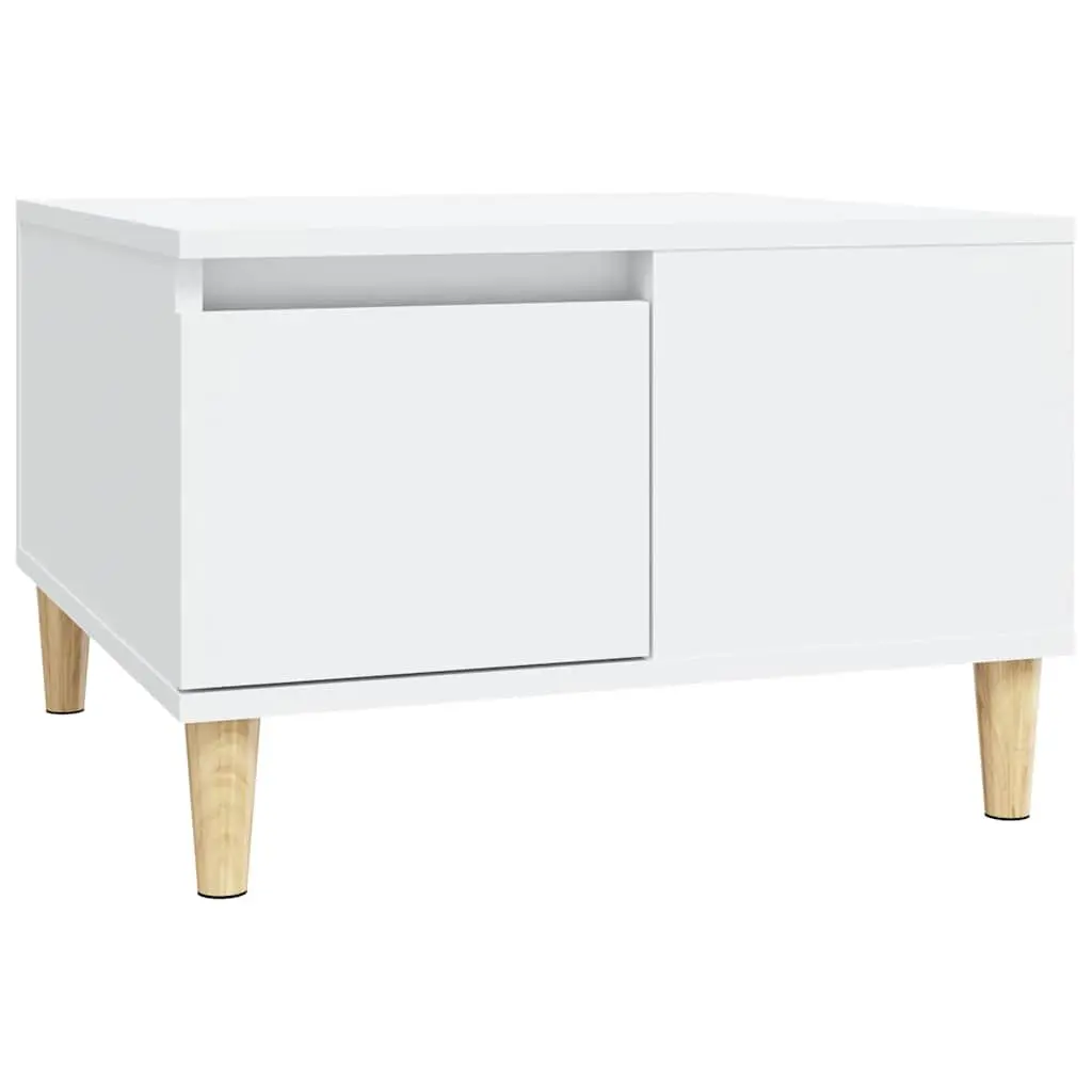 Coffee Table White Modern Living Room Accent Table with Drawer Storage 55 x 55 x 36.5 cm
