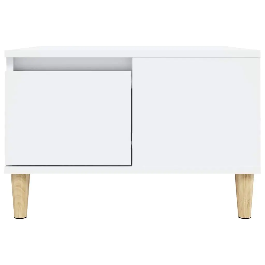 Coffee Table White Modern Living Room Accent Table with Drawer Storage 55 x 55 x 36.5 cm