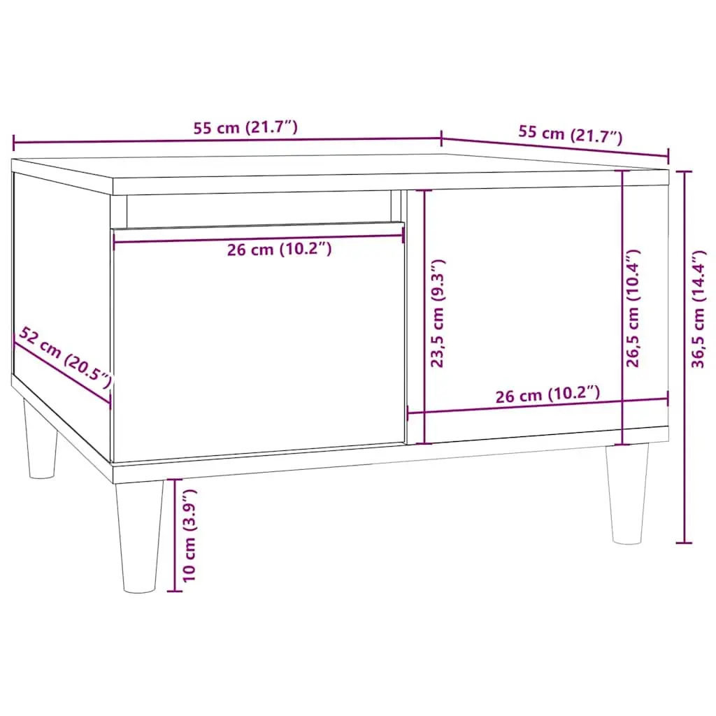 Coffee Table Storage 55x55x36.5cm Black