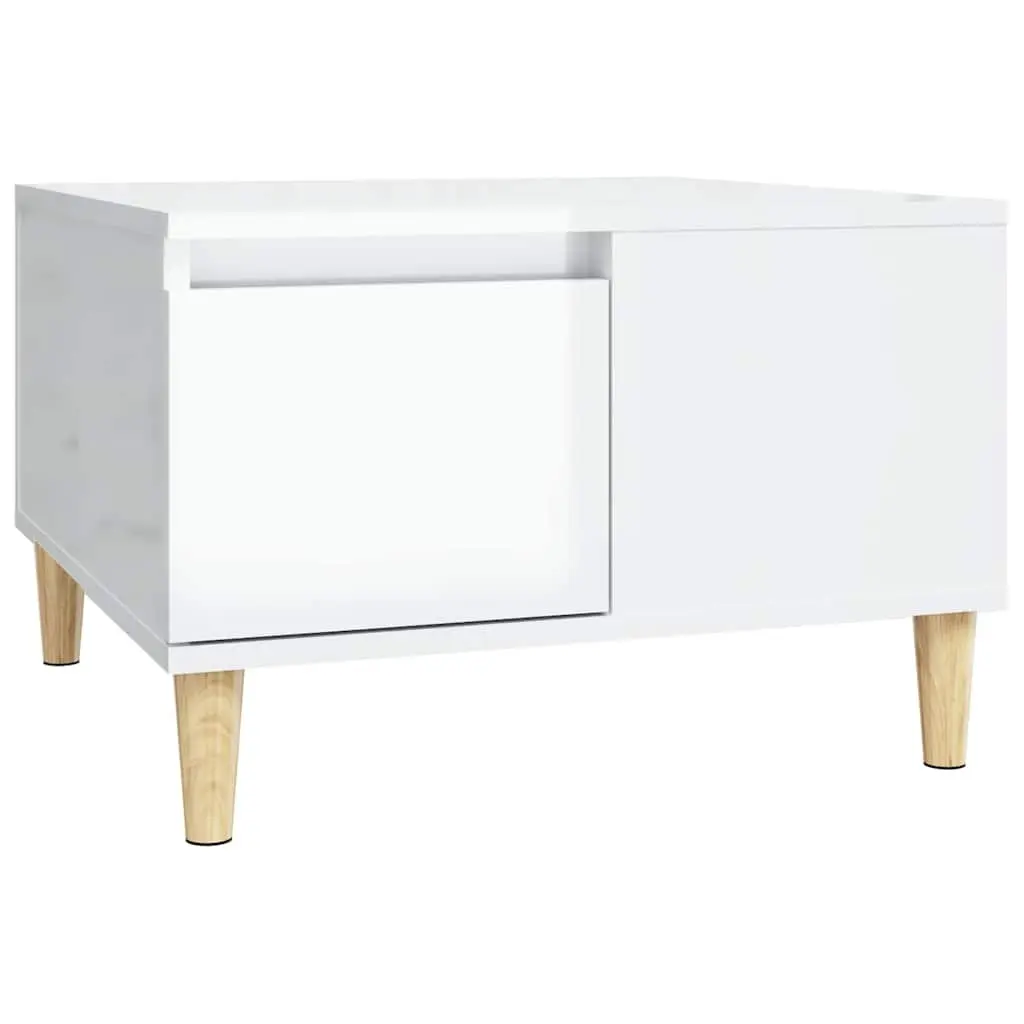 Coffee Table High Gloss White Modern Living Room Accent Table with Storage