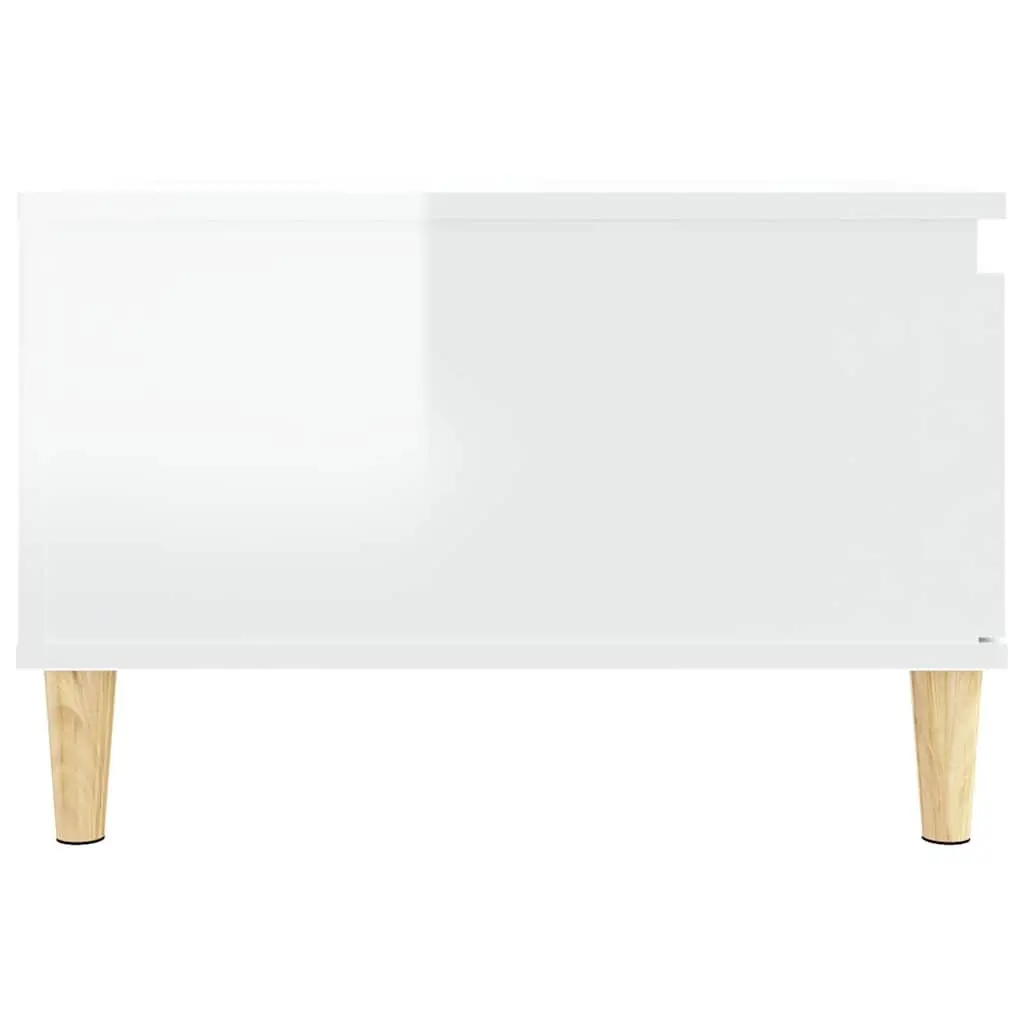 Coffee Table High Gloss White Modern Living Room Accent Table with Storage