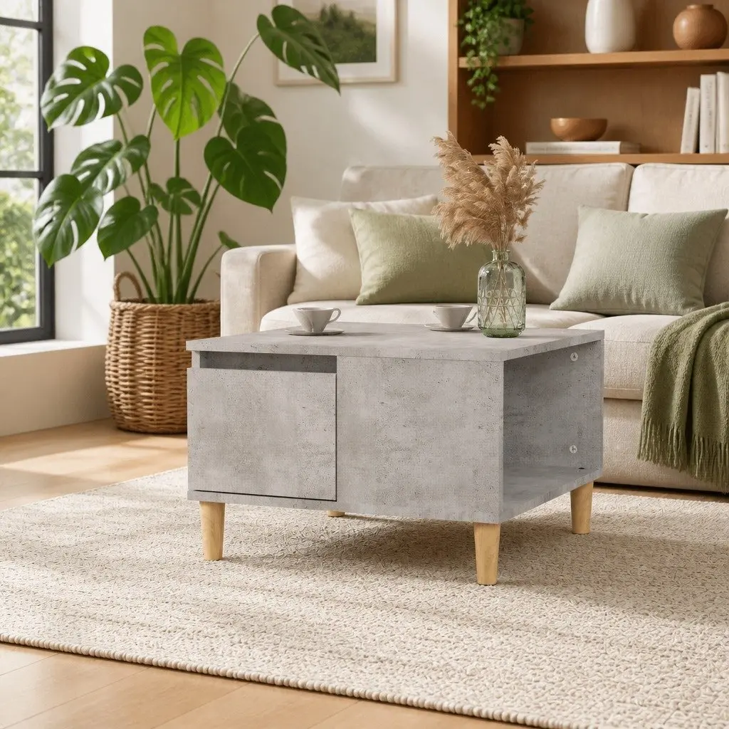 Coffee Table Grey 55x55x36.5cm Storage Drawer Open Compartment