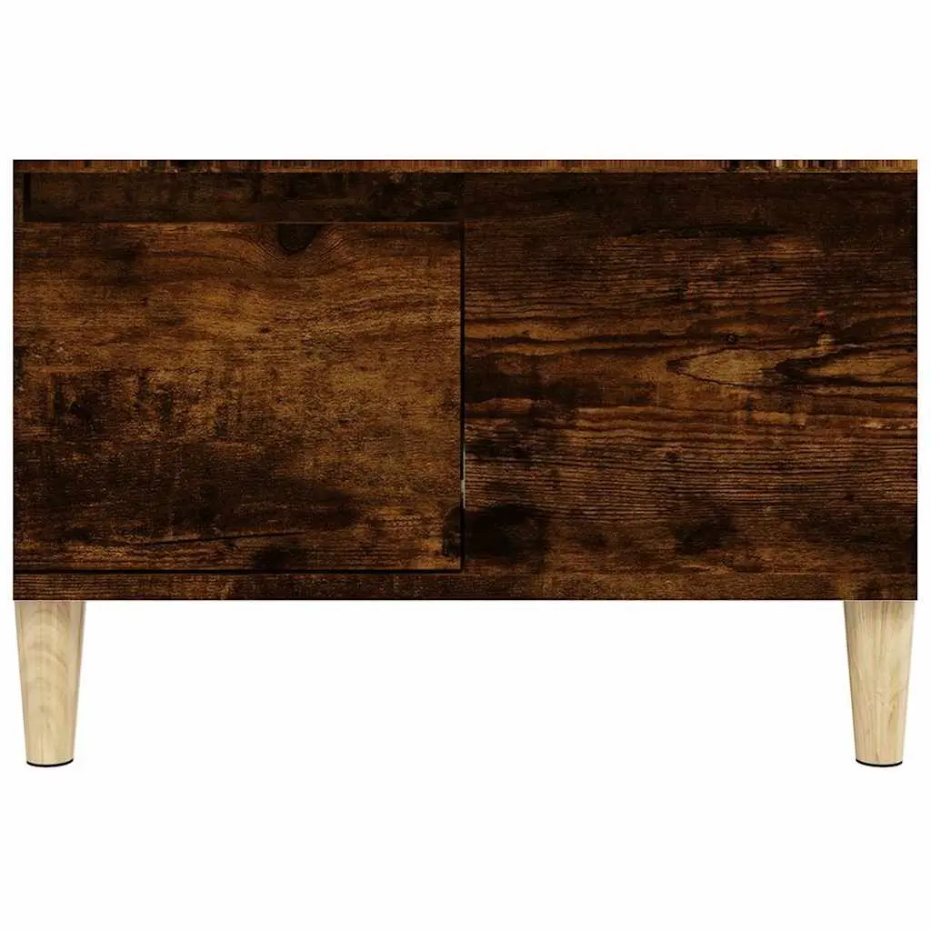 Coffee Table Smoked Oak 55x55x36.5cm with Storage Drawer Open Compartment
