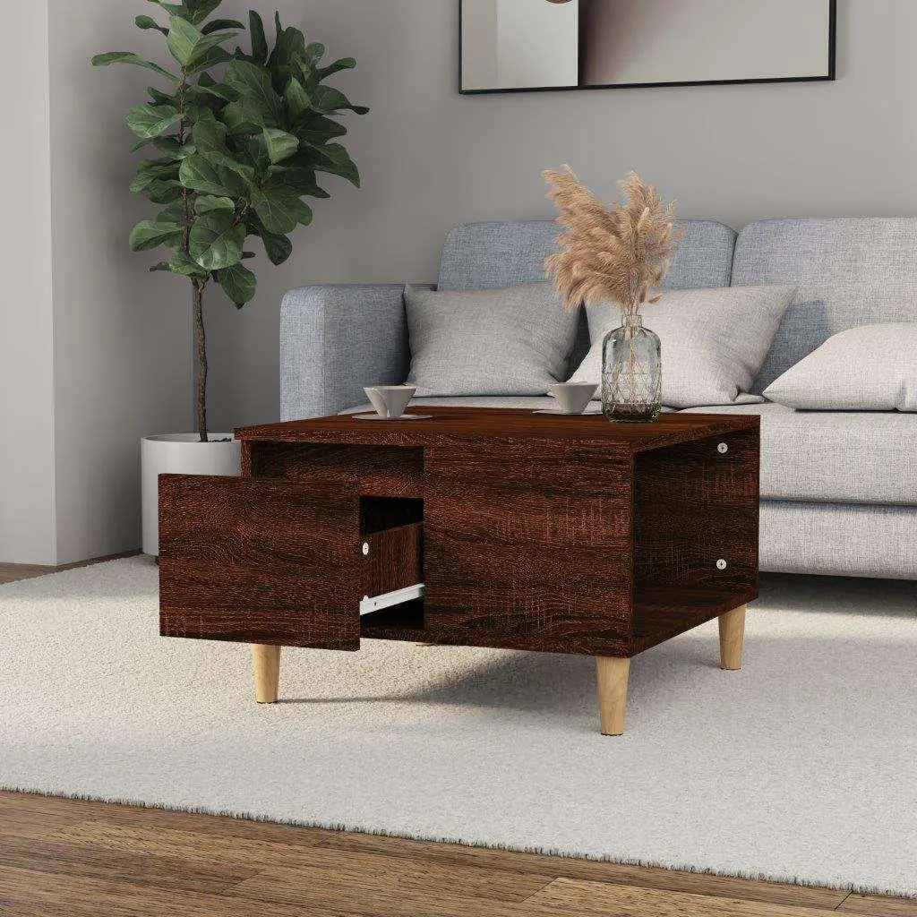 Coffee Table Storage Drawer Open Compartment 55x55x36.5 cm Brown Oak