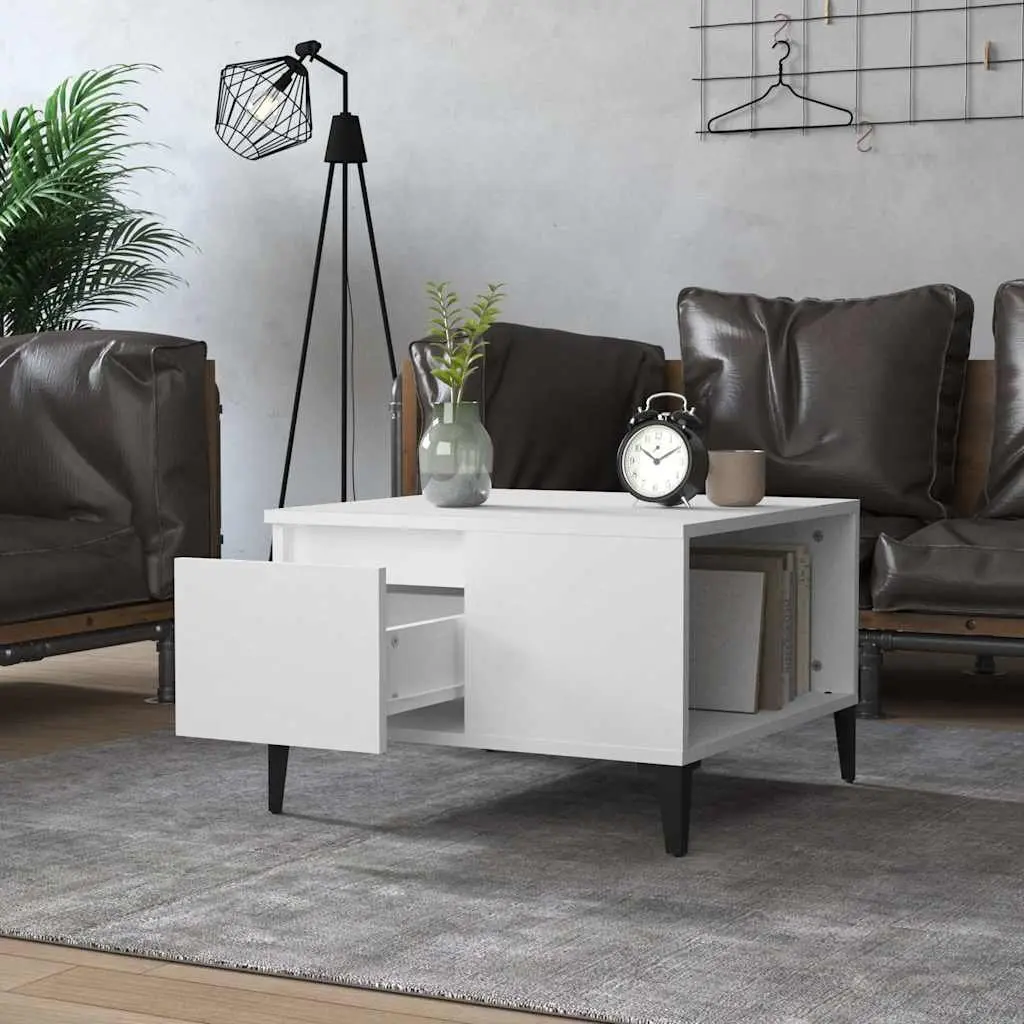 Coffee Table Storage Drawer 55x55x36.5 cm White