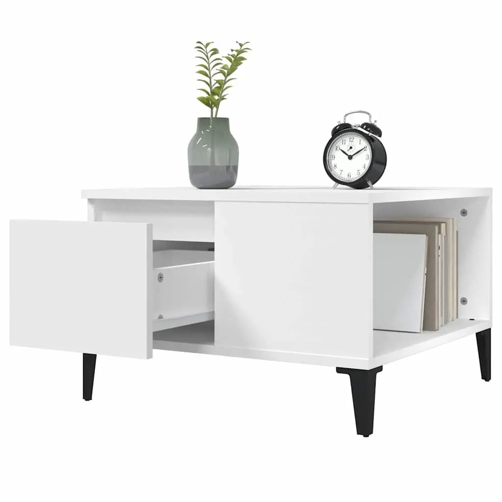 Coffee Table Storage Drawer 55x55x36.5 cm White
