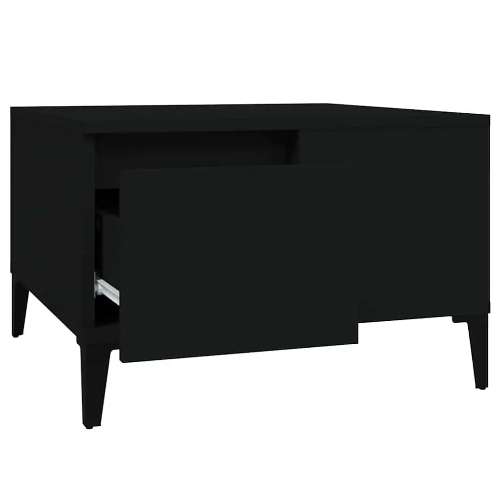Coffee Table Storage Drawer Black Modern Living Room 55W x 55D x 36.5H cm