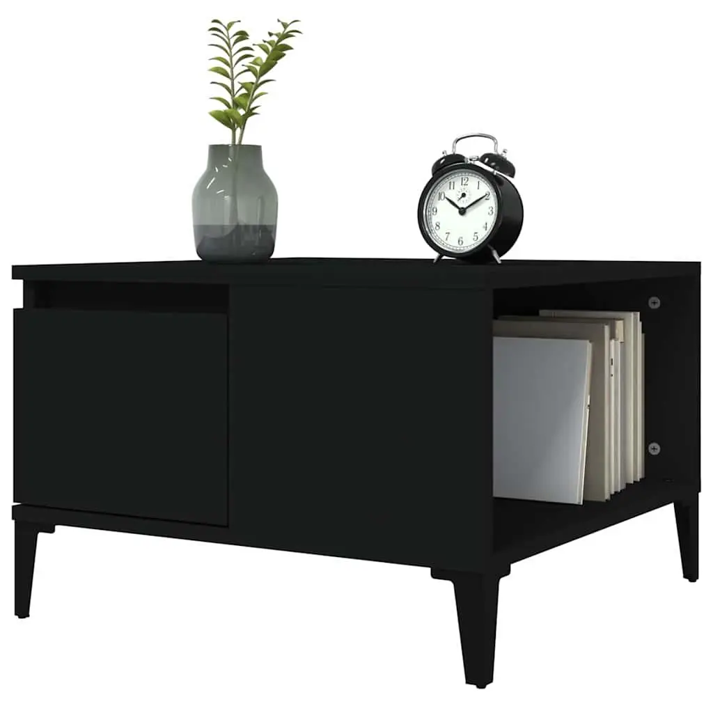 Coffee Table Storage Drawer Black Modern Living Room 55W x 55D x 36.5H cm