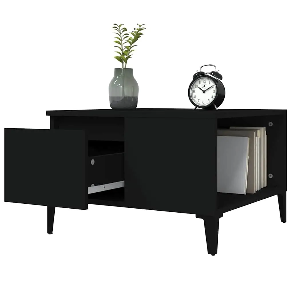 Coffee Table Storage Drawer Black Modern Living Room 55W x 55D x 36.5H cm
