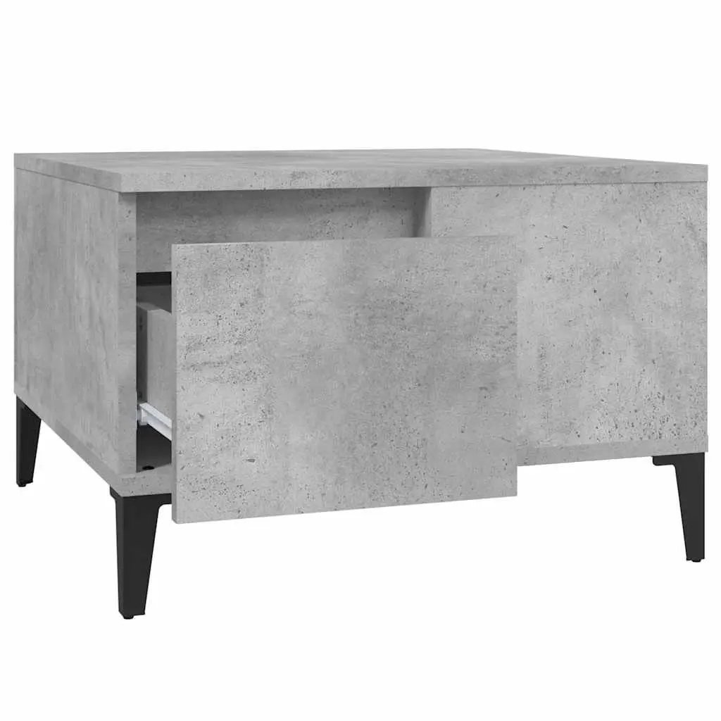 Coffee Table Grey Engineered Wood 55x55x36.5cm Drawer Storage Living Room