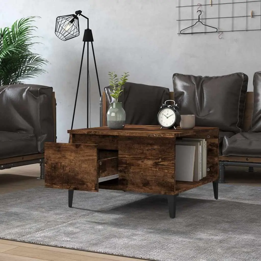 Coffee Table Storage Drawer Open Compartment 55cm Brown Engineered Wood