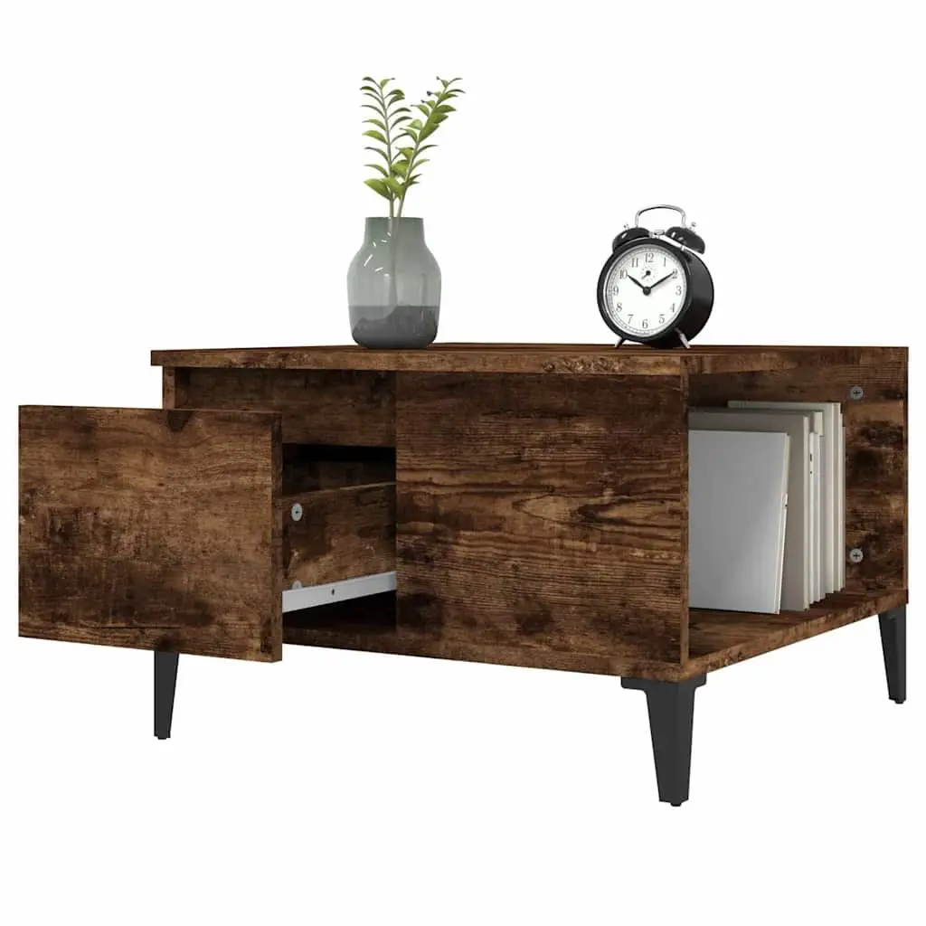Coffee Table Storage Drawer Open Compartment 55cm Brown Engineered Wood