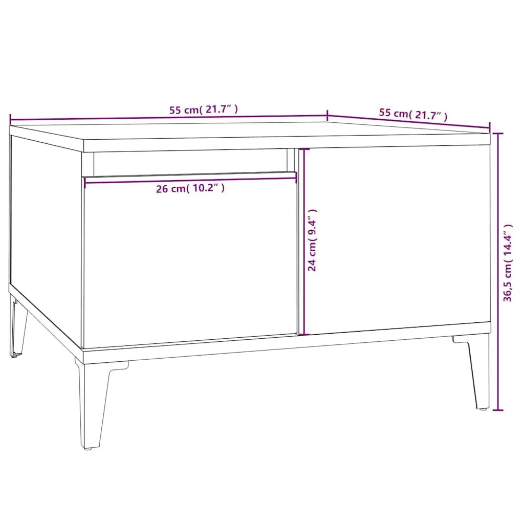 Coffee Table Storage Drawer Open Compartment 55cm Brown Engineered Wood