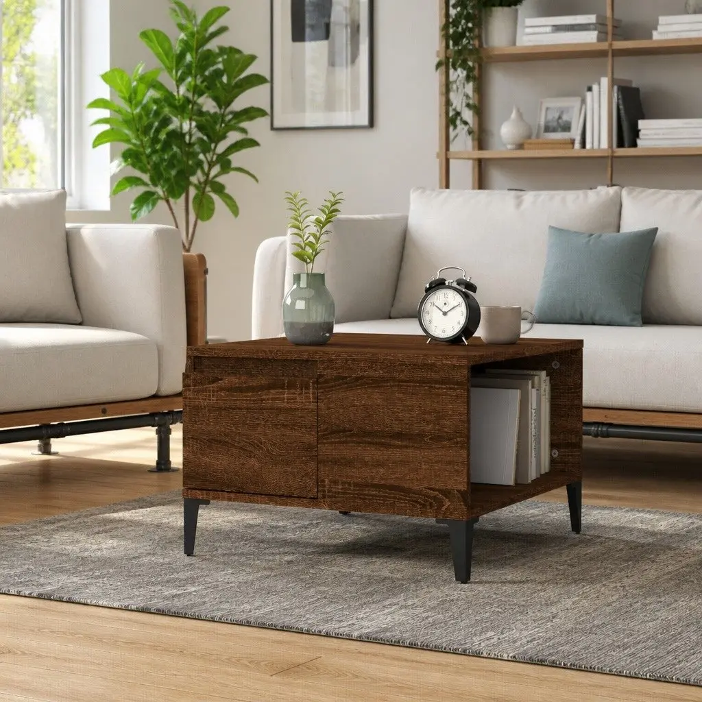 Coffee Table Brown 55x55x36.5 cm with Storage Drawer Open Compartment