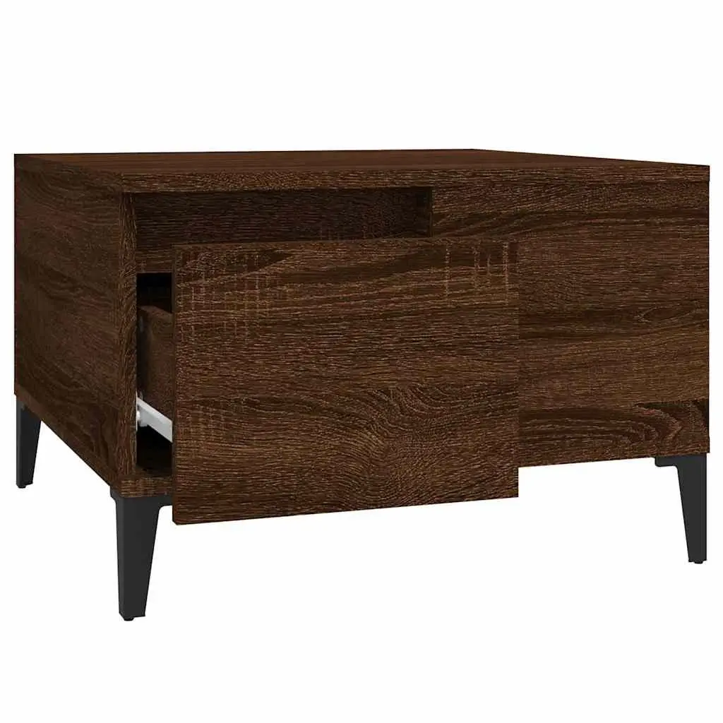 Coffee Table Brown 55x55x36.5 cm with Storage Drawer Open Compartment