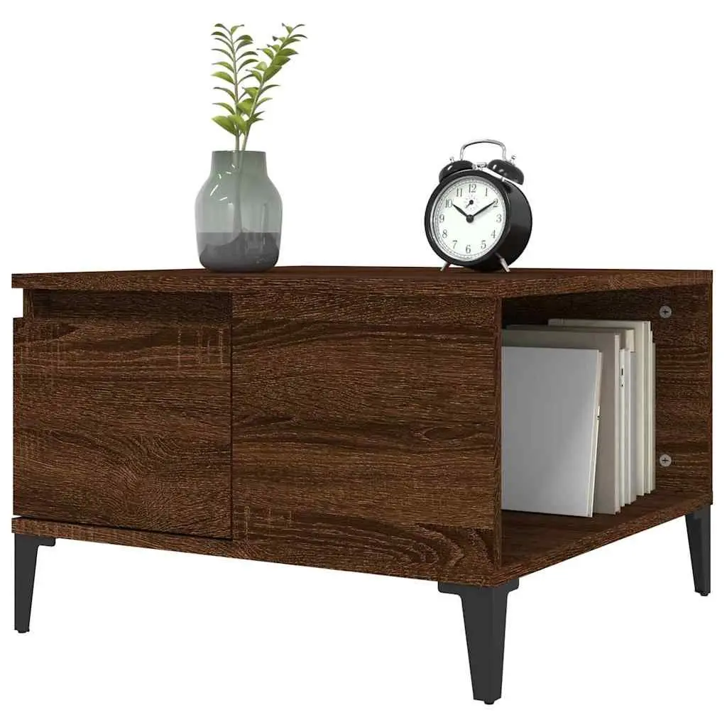 Coffee Table Brown 55x55x36.5 cm with Storage Drawer Open Compartment