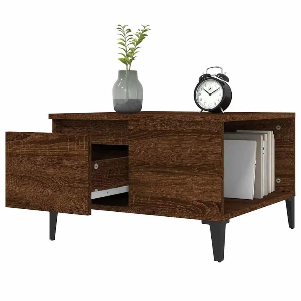 Coffee Table Brown 55x55x36.5 cm with Storage Drawer Open Compartment