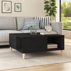 Black Coffee Table with Storage Compartments Modern Accent Living Room Furniture