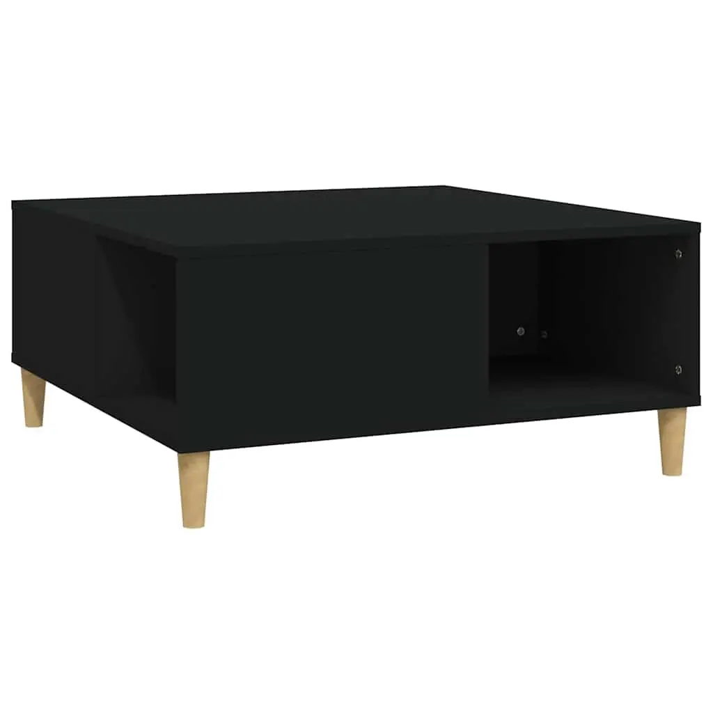 Coffee Table Storage Compartment 80 x 80 x 36.5 cm Black Engineered Wood Modern Accent Living Room Furniture
