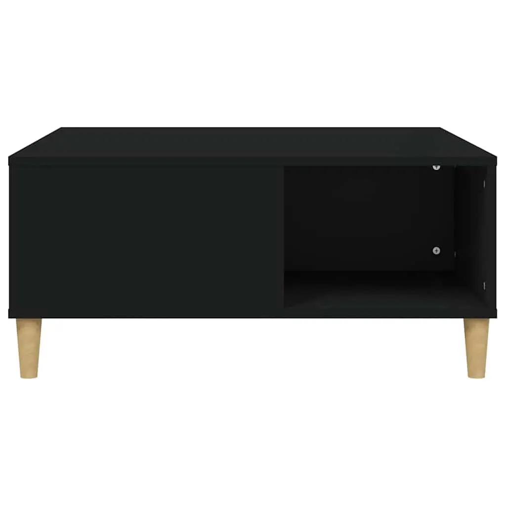 Coffee Table Storage Compartment 80 x 80 x 36.5 cm Black Engineered Wood Modern Accent Living Room Furniture
