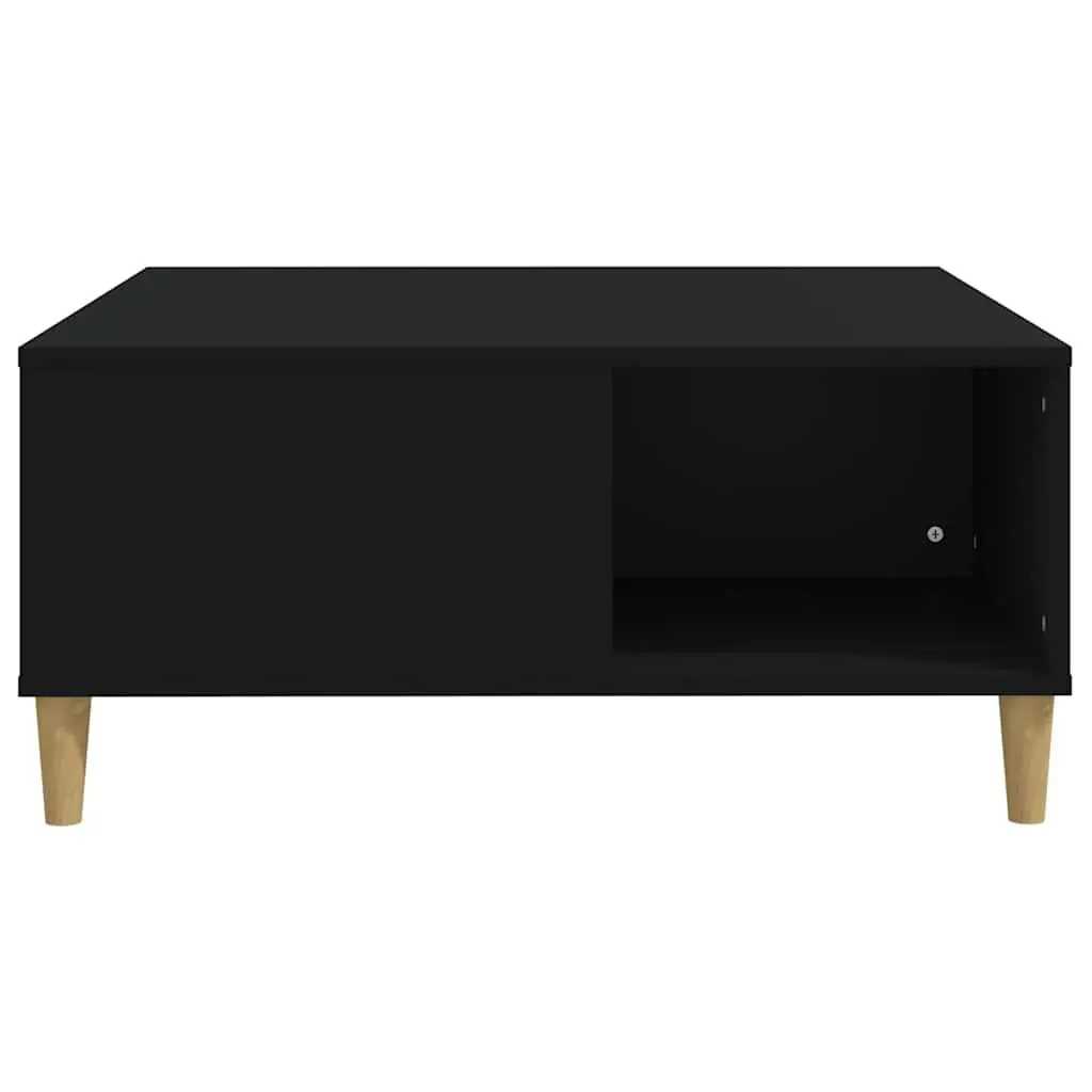 Coffee Table Storage Compartment 80 x 80 x 36.5 cm Black Engineered Wood Modern Accent Living Room Furniture