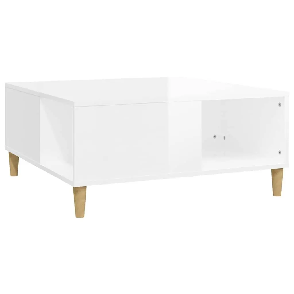 Coffee Table Storage Compartment 80x80x36.5 cm High Gloss White