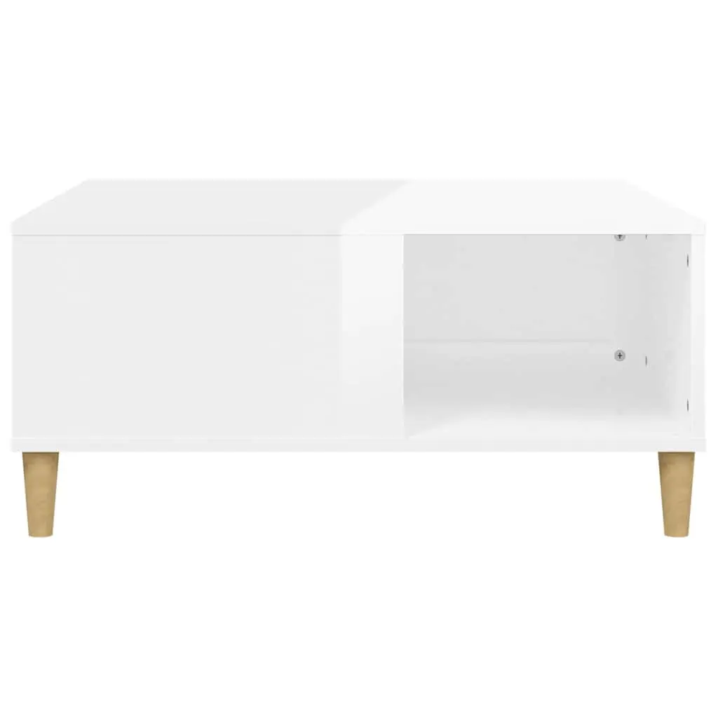 Coffee Table Storage Compartment 80x80x36.5 cm High Gloss White