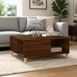 Coffee Table Brown Oak 80x80x36.5cm Engineered Wood Storage Compartments