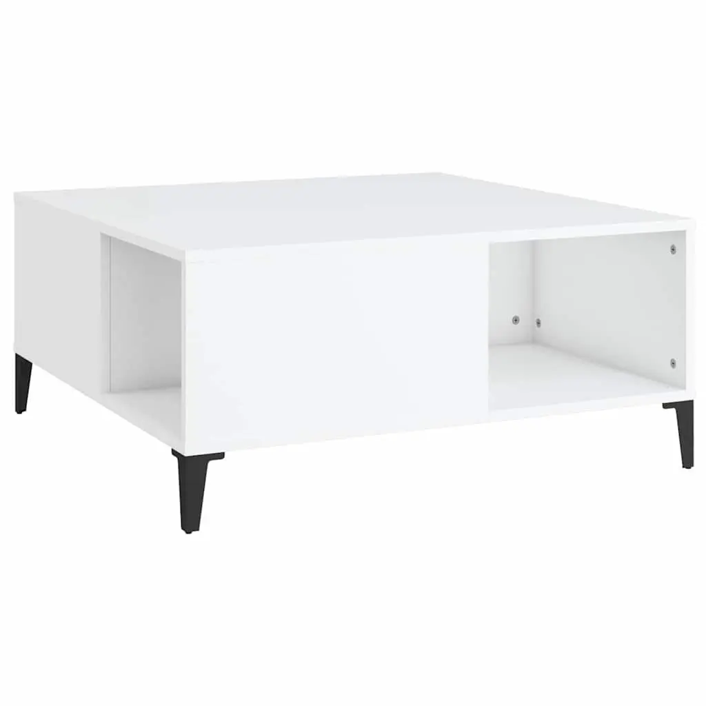 White Coffee Table with Storage Compartments Modern Living Room Accent Furniture