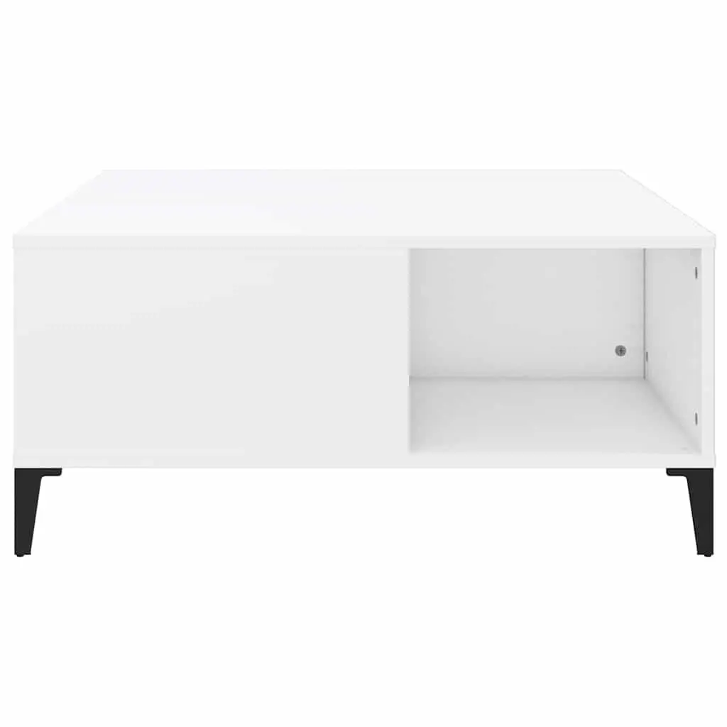 White Coffee Table with Storage Compartments Modern Living Room Accent Furniture