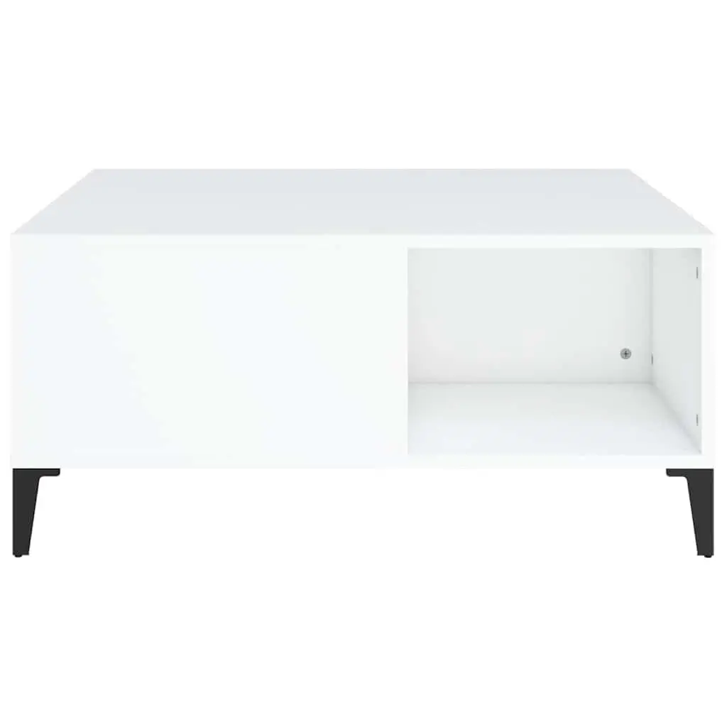 White Coffee Table with Storage Compartments Modern Living Room Accent Furniture
